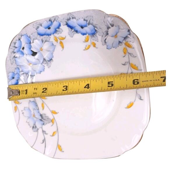 1940 Scotia Salisbury 6.5 Square Plate Fine Bone China Blue Floral Replacement - Picture 13 of 15